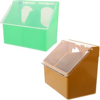2pcs Hanging Bird Food Feeder Bowls with Lid, Sturdy Portable Bird Cage Feeder Box for Parrots and Pigeons, Dual-Compartment Sift-Proof Feeding and Watering Container