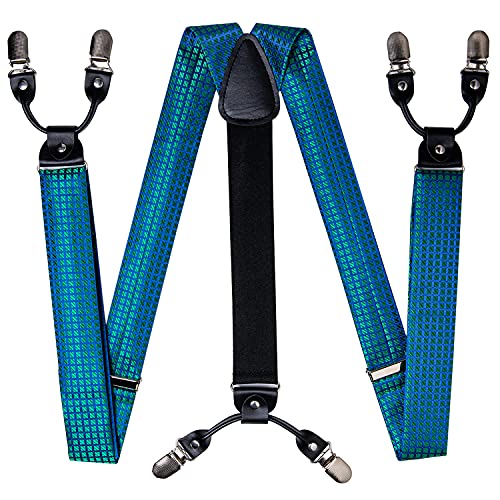 Image of DiBanGu Paisley Bow Tie and Supenders for Men Tuxedo Heavy Duty 6 Clips Suspender Adjustable Y-Shape Mens Trouser Braces