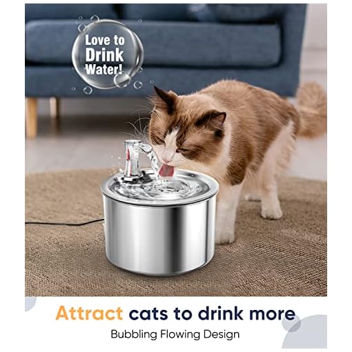 oneisall Cat Water Fountain Stainless Steel/Quiet Automatic Pet Water