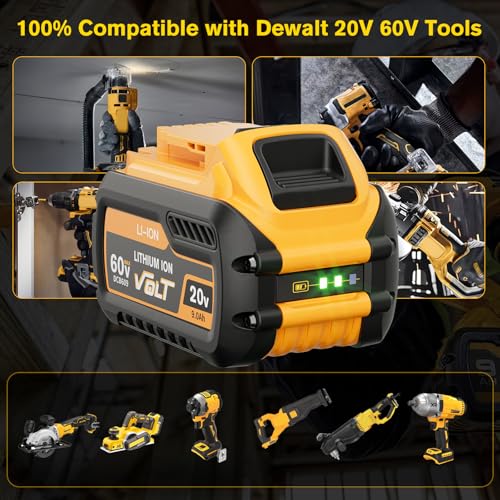 Image of 2Pack 9.0Ah DCB609 Replacement for Dewalt 20V 60V Flexvolt Max Battery Compatible with Dewalt 20 /60Volt Lithium-ion Battery DCB609 DCB606 DCB612 DCB200 DCB206 DCB207 DCB204 Cordless Power Tools