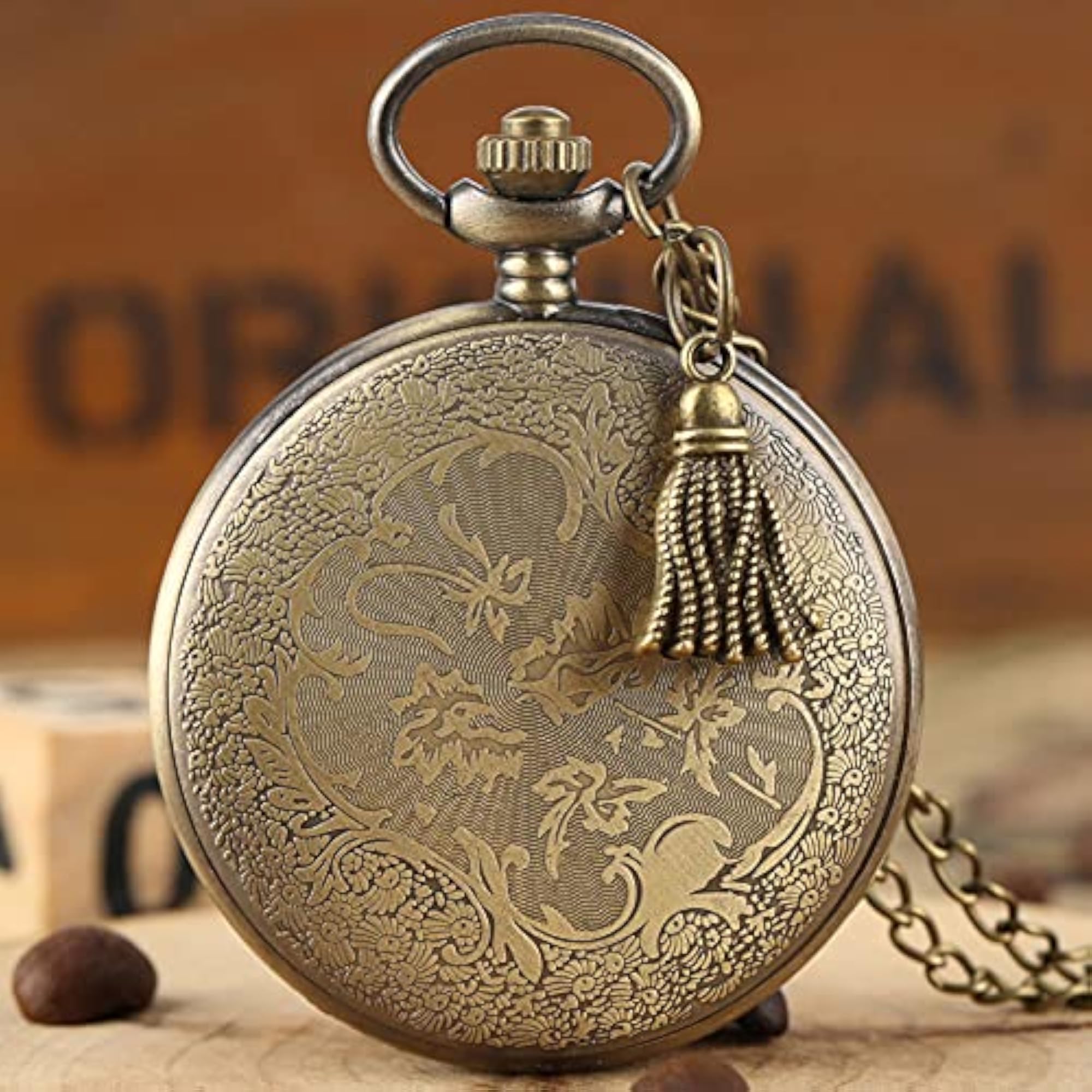 Pocket Watch Pendant with Chain for Husband, Unique Gift
