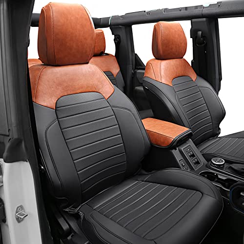 Mabett Seat Covers Full Protector with Backrest and Armrest for Ford Bronco Accessories 2021 2022 2023 4-Door (Brown and Black)