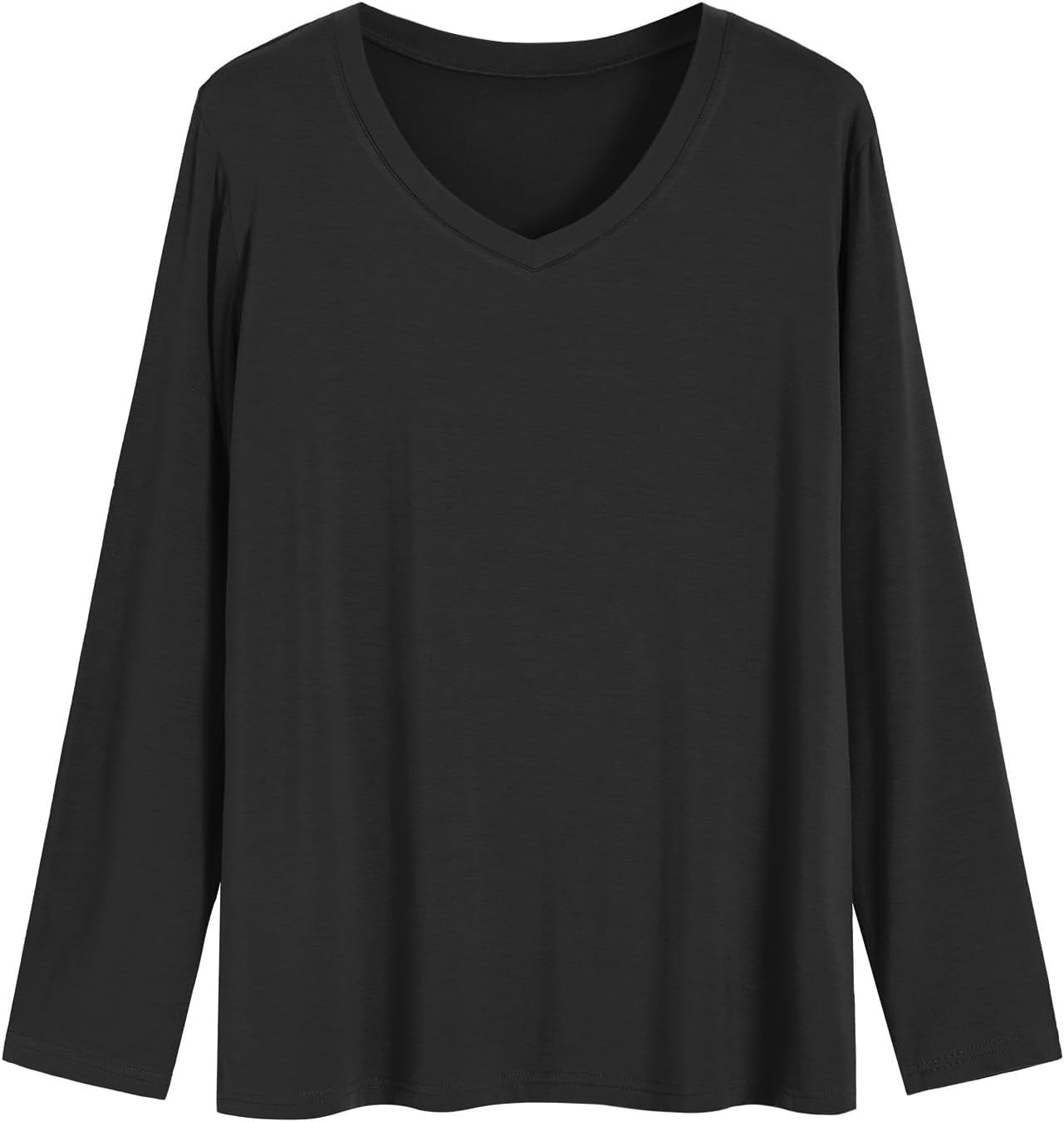 Latuza Women's Viscose Long Sleeve Sleep T-Shirt V Neck Pajama Top S-3X