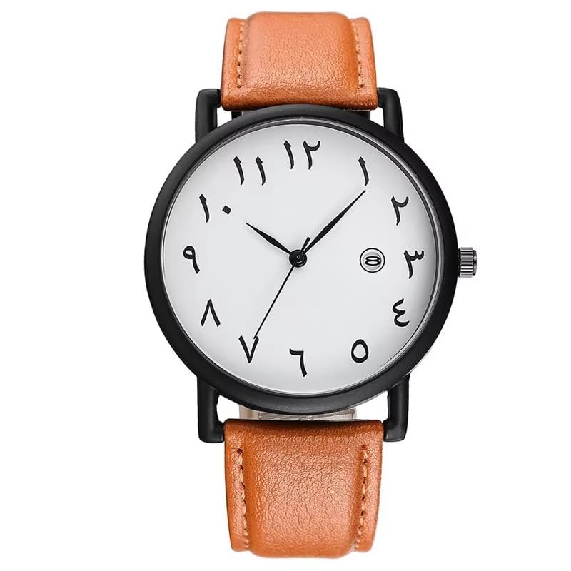 Image of Havilah Big Plate Arab Numbers Scales Watch for Men Arab Number Watch White Black