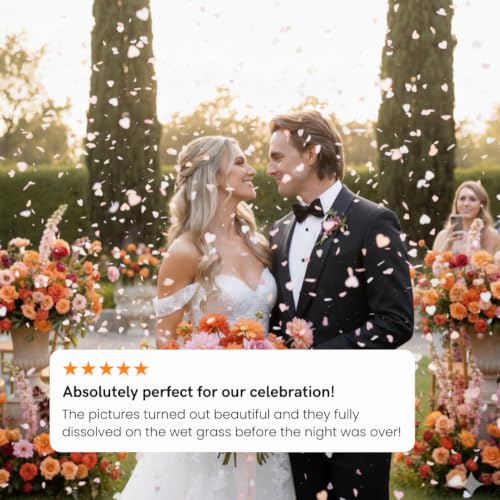 Image of White Rice Paper Wedding Confetti for Flower Girl Basket, Confetti Cannon Filler (Pastel Pink (White, Pink))