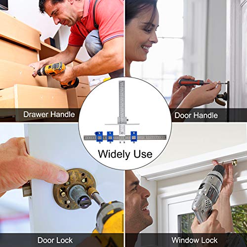 Cabinet Hardware Jig Adjustable Power Tool Punch Locator, Aluminum Alloy Template Wood Drilling Dowelling Guide for Handle Knob Pull Installation of Door and Drawer - Thumbnail 6