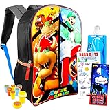 SUPER MARIO Backpack for Kids - 16' Mario and Luigi Backpack Bundle with Barn Bots Stickers, Superhero Stampers, and More Backpack for Boys