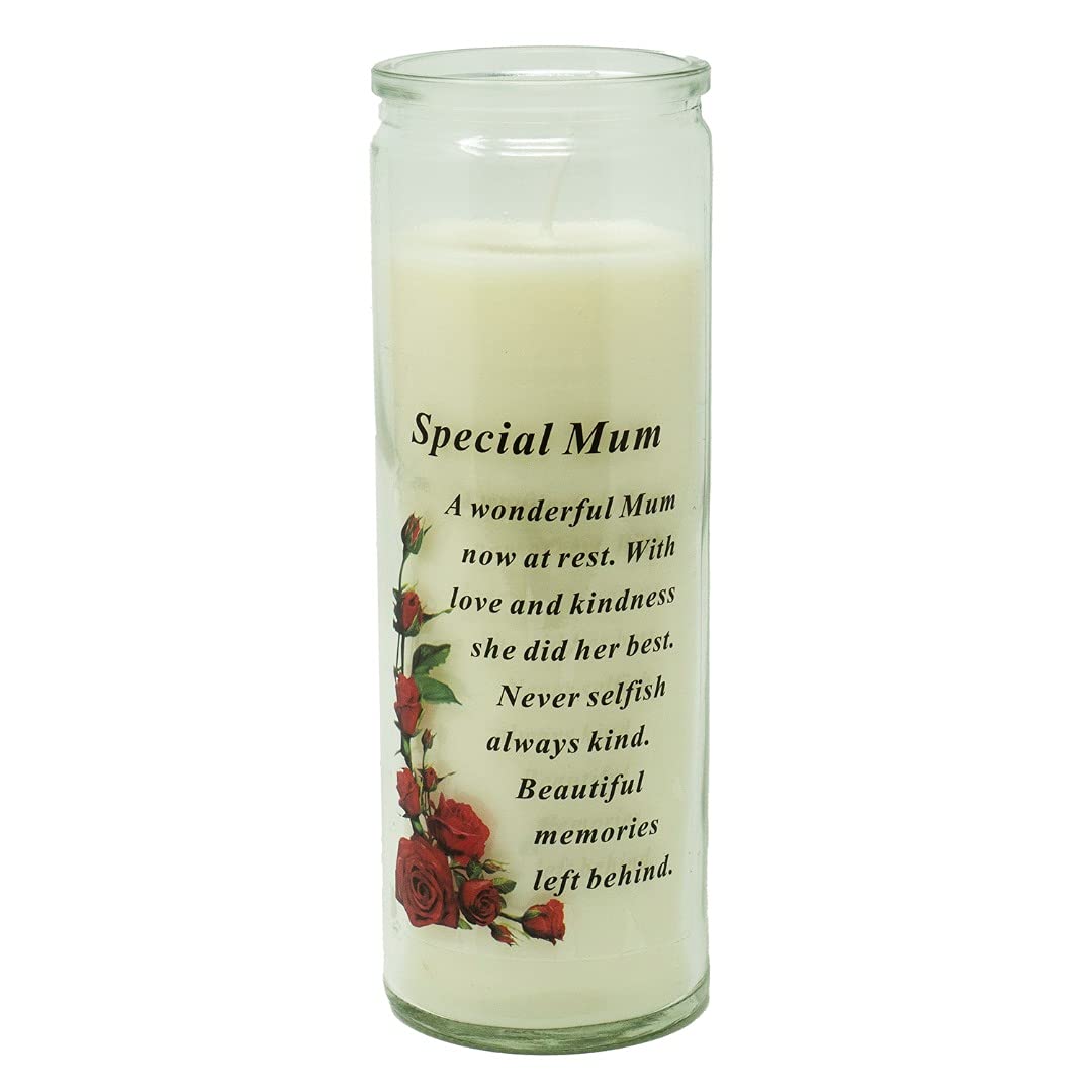 Angravememorials Multicoloured Special Mum Memorial Wax Candle With Verse Graveside Grave Ornament
