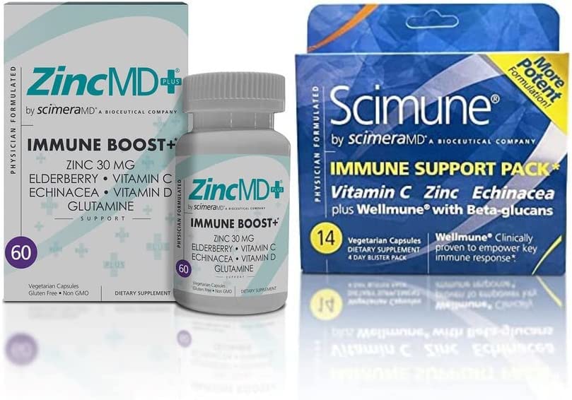 Scimera Immune Support and Elderberry Zinc Value Pack for Boosting Immunity (14 Ct Scimune, 60 Ct ZincMD)