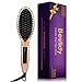 Bestidy Hair Straightener Brush Electrical Heated Brush Ceramic Comb Hair Care, 30-min Auto Shut Off Protection Features, LCD Display & Push Button Temperature Change(450℉/230℃) (Golden)