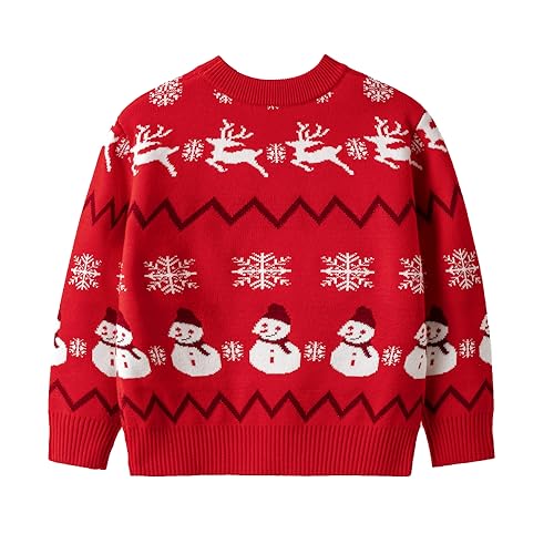 Ugly Christmas Sweater Kids Girls Boys Reindeer Snowflake Knitted Xmas Holiday Pullover Sweater 2-9 Years Old2