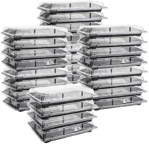 JMIATRY 25 Pcs Reusable Small Plastic Buffets Catering Trays with Lids ...