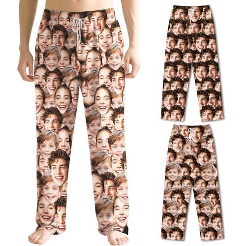 Bemaystar Pantalones de Pijama Personalizados con Foto - Regalos Divertido Personalizados para Hombre y Mujer