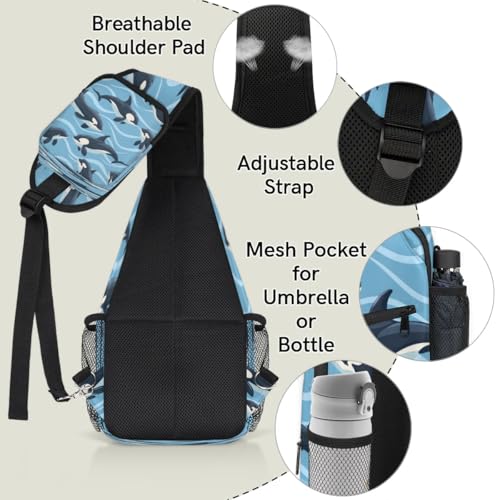 Bolso tipo sling unisex viaje y senderismo delfines miniatura 4