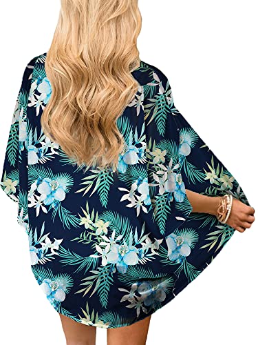 Image of Chunoy Women Floral Beach Wear Cover Up Chiffon Kimono Cardigan Open Front Blouse Top