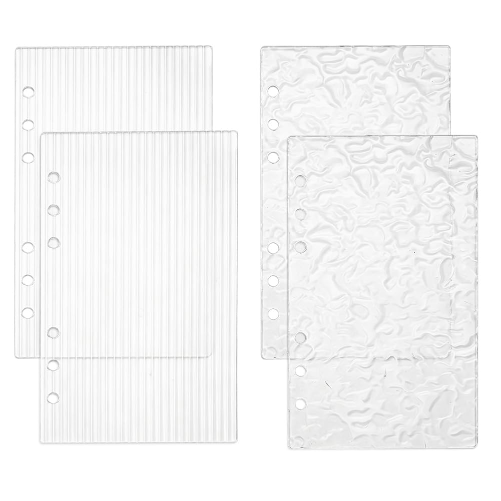 SUPERFINDINGS 4Pcs 2 Styles Clear Acrylic Binders A6 Planner Budget Binder Loose Leaf Folders Folders Refillable 6 Ring Travel Planner Notebook Shell for Journals Planners