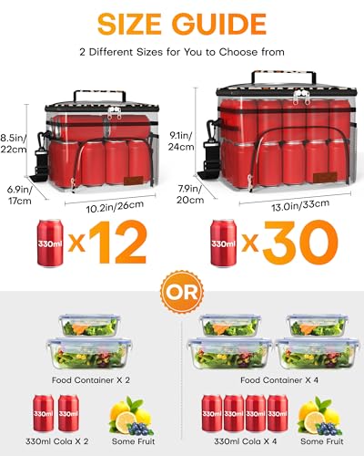 Image of HOTOR Insulated Lunch Box Men Women Leak-Proof Cooler Lunch Bag 9L | 4 Pockets, Adjustable Strap, Ideal for Work, Picnic, Travel, Camping, Gift, Brown Leopard