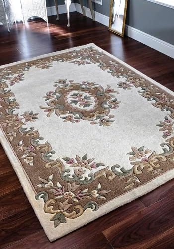 PLUSH PILE Rugs Aubusson Wool Area Rug 12x15 Ivory-Beige