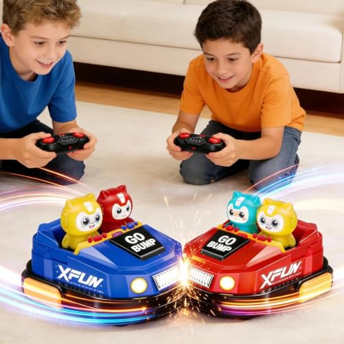 Image of Amitasha Remote Control Bumper Car Toy for Kids, 2-Player Battle Racing Game with Ejectable Drivers, 4-Channel RC Cars, Cool Light & Sound, Rechargeable Battery, Fun Indoor Toys