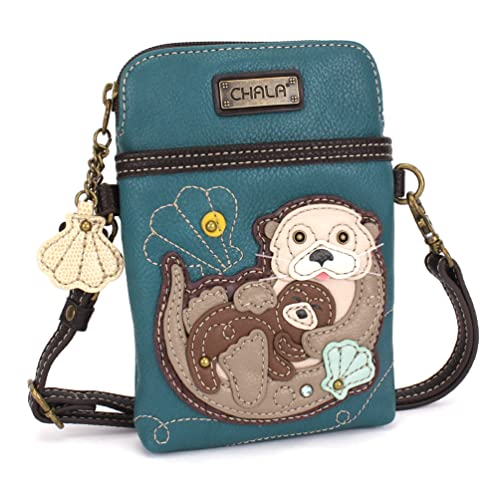 Image of CHALA Ocean Collection Cell Phone Crossbody Purse-Women PU Leather /Canvas Multicolor Handbag with Adjustable Strap