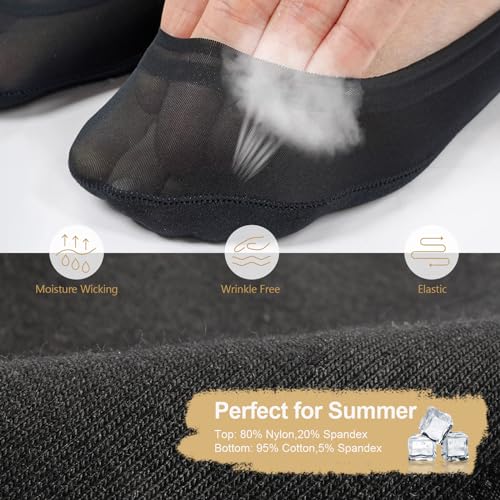 Image of No Show Socks Womens for Flat Ultra Low Cut Non Slip Footies 6 Pairs | Thin Liner Nylon Footies,Invisible No See Short Low Ankle, Ballet Flat Loafer Heel,Non Slip Socks Size 5-8 /8-10