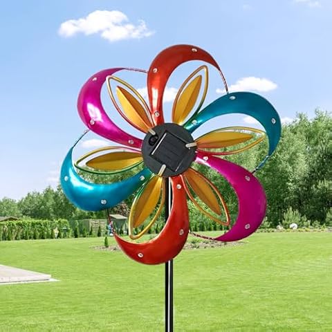 Solar 45" Leaves Garden Wind Spinner Outdoor Decor Cover