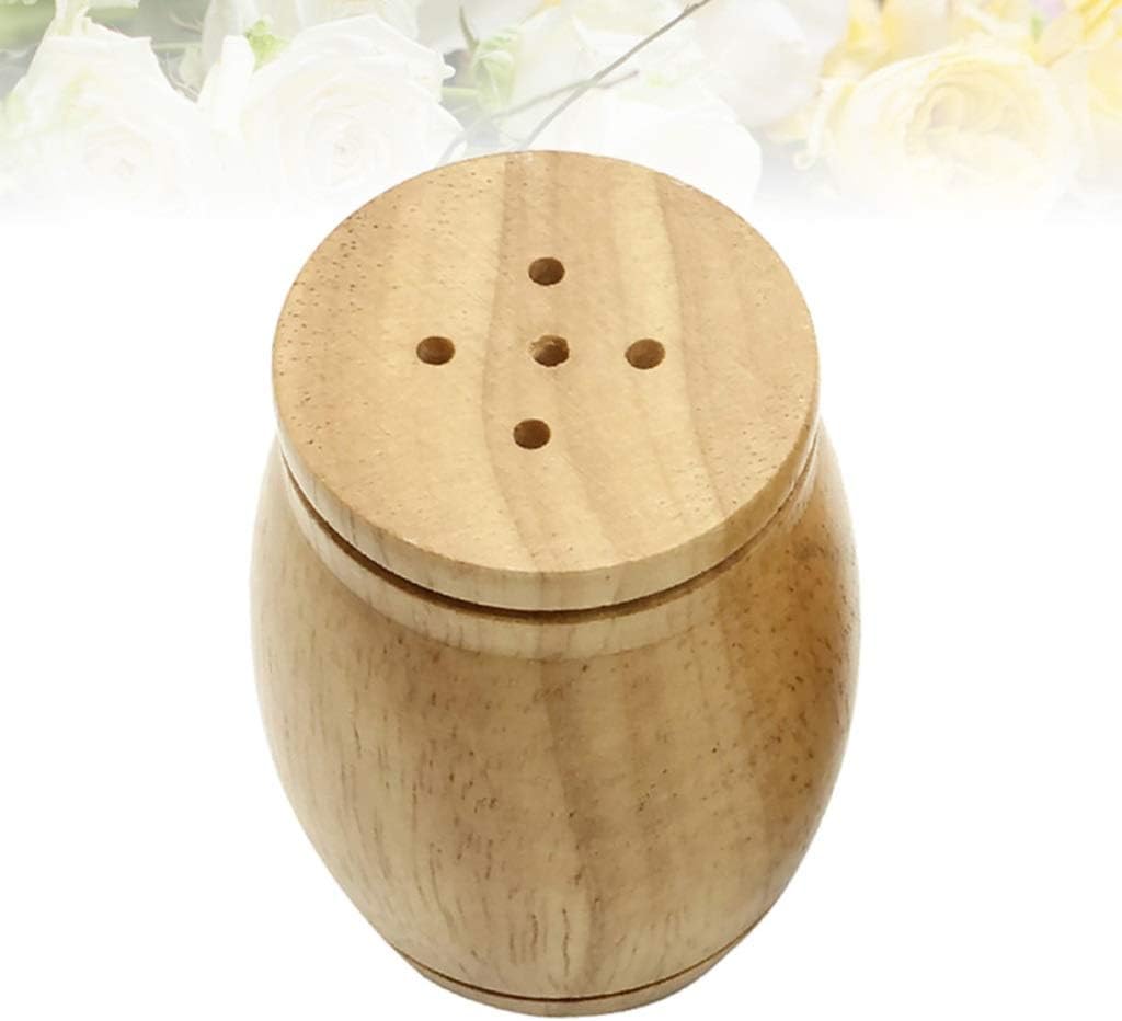 VIDI 1 pc Spice Jar Wooden Small Condiment Container Seasoning Bottle Salt Shaker with Lid for Picnic Kitchen