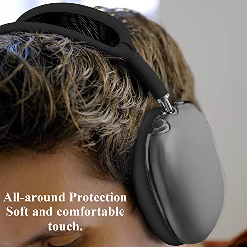 Jdhdl [3 In 1] For Airpods Max Case Cover, Clear Soft Tpu Earcup Case Cover+Slicone Earpad Cover+Silicone Overhead Cover, Transparent Protective Case For Apple Airpods Max Accessories(Black) #TOP6