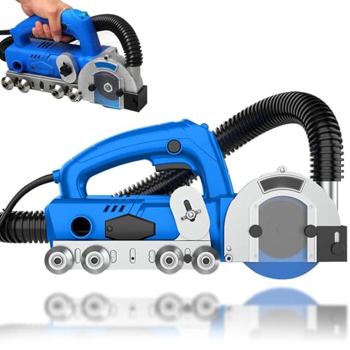 Limpiadora de juntas de azulejos eléctrica de 1200 W, limpiadora de juntas eléctrica, limpiadora de juntas de azulejos sin polvo con profundidad ajustable, tubo de absorción de polvo, ranura eléctrica