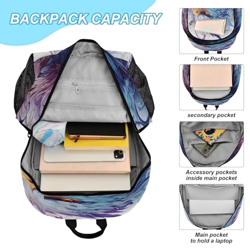 ALAZA Purple Gradient Bald Eagle Kids Backpack Elementary Girls Boys Bookbag Rucksack Primary School Bag Backpack Set with Lunch Bag4