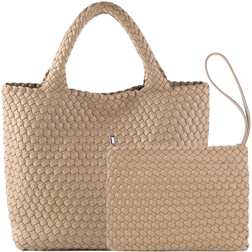 Image of JINMANXUE Fashion Woven Bag Shopper Bag Travel Handbags and Purses Women Tote Bag Large Capacity Shoulder Bags