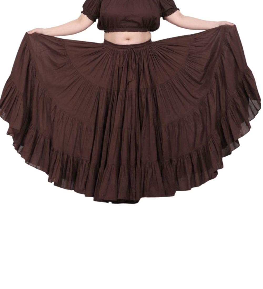 WevezWomen’s 40 Inch Cotton Full Circle Elastic Waist Tribal Fusion Belly Dance A Line Plus Size Maxi Skirt