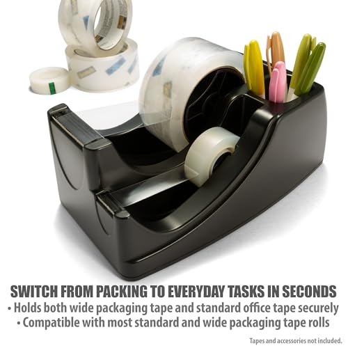 Officemate Recycled 2-in-1 Heavy Duty Tape Dispenser, Black (96690) image 1