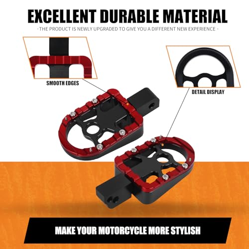HCmotorku Rear Passenger Footpegs CNC Aluminum Fit For Harley Softail Breakout Fat Boy Street Bob Heritage Classic Low Rider Sport Glide Slim Standard Deluxe LiveWire 2018-later (Red) by HCmotorku - Used condition - Image 5
