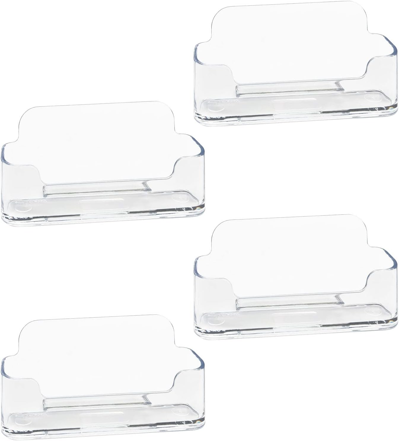 HSYMQ 4 Pack Business Card Holder for Desk, Clear Acrylic Plastic Business Cards Display Holders Stand, Fits 30-50 Business Cards