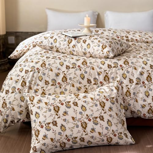 Helthep Boho Floral Duvet Cover Set, Khaki, Full, 3Pcs by Helthep - Image 2