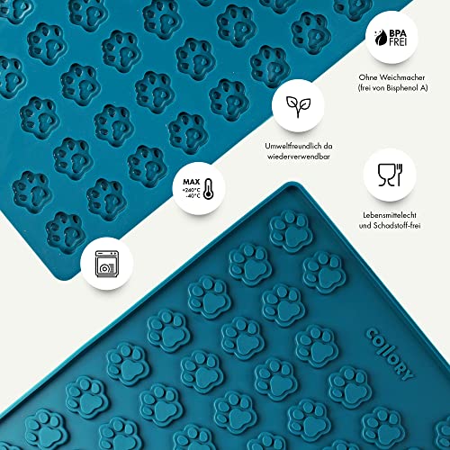 Collory Medium Pfoten (3cm) Silikon Backmatte, Hunde Tatzen, Backform für DIY Hundekekse und Leckerlis, Knochenbackform, Pralinenform, Schokoladenform, Antihaftend und Lebensmittelecht (BPA-Frei)