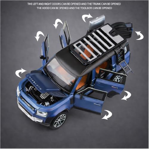 Image of Pringo Defender Toy Car for Kids (Blue) - 1:36 Scale Diecast Metal SUV with Pull Back Action | Two Side Openable Doors | Light & Sound Effects | Model Car Toy for Boys & Girls 3+ Years
