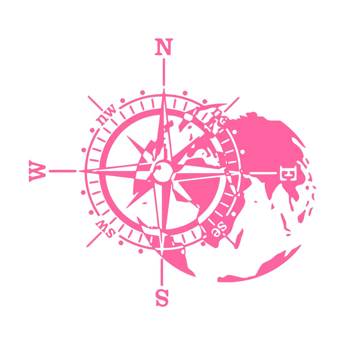 Lzhouting Wall Stickers 2885 Camper Rv World Map Compass Car Truck Sticker Decal Explore Adventure Time Travel Kid Room Adventure Travel Offroad Small - 44X42cm