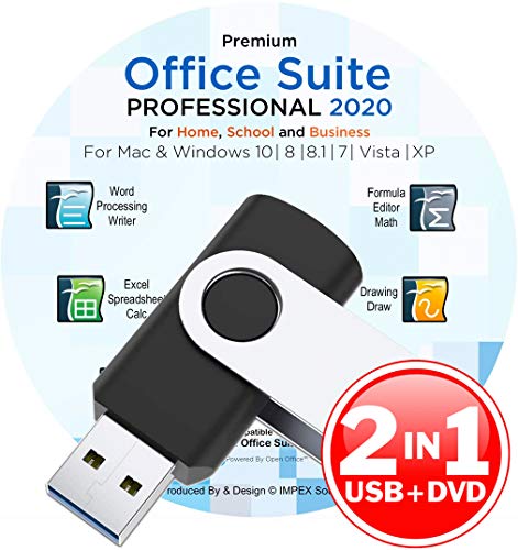 Office Suite 2022 Professional Edition USB + DVD 2 in 1 - 100% compatible with Microsoft Word and Excel for Windows 10-8-7-Vista-XP Mac OS X Produced By IMPEX Source