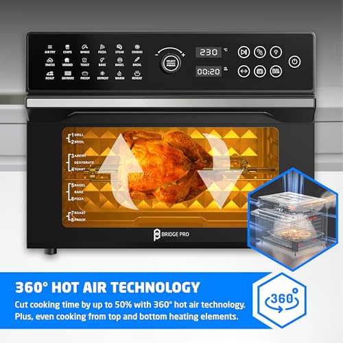 30 Litre Air Fryer Oven 1800W with Rotisserie Accessory Set - Extra Large Air Fryer for Family, 20 in 1 Dual Cook, Smart Dial, 360° Hot Air Circulation, Time & Temp Control, Fast Cooking - Image 6