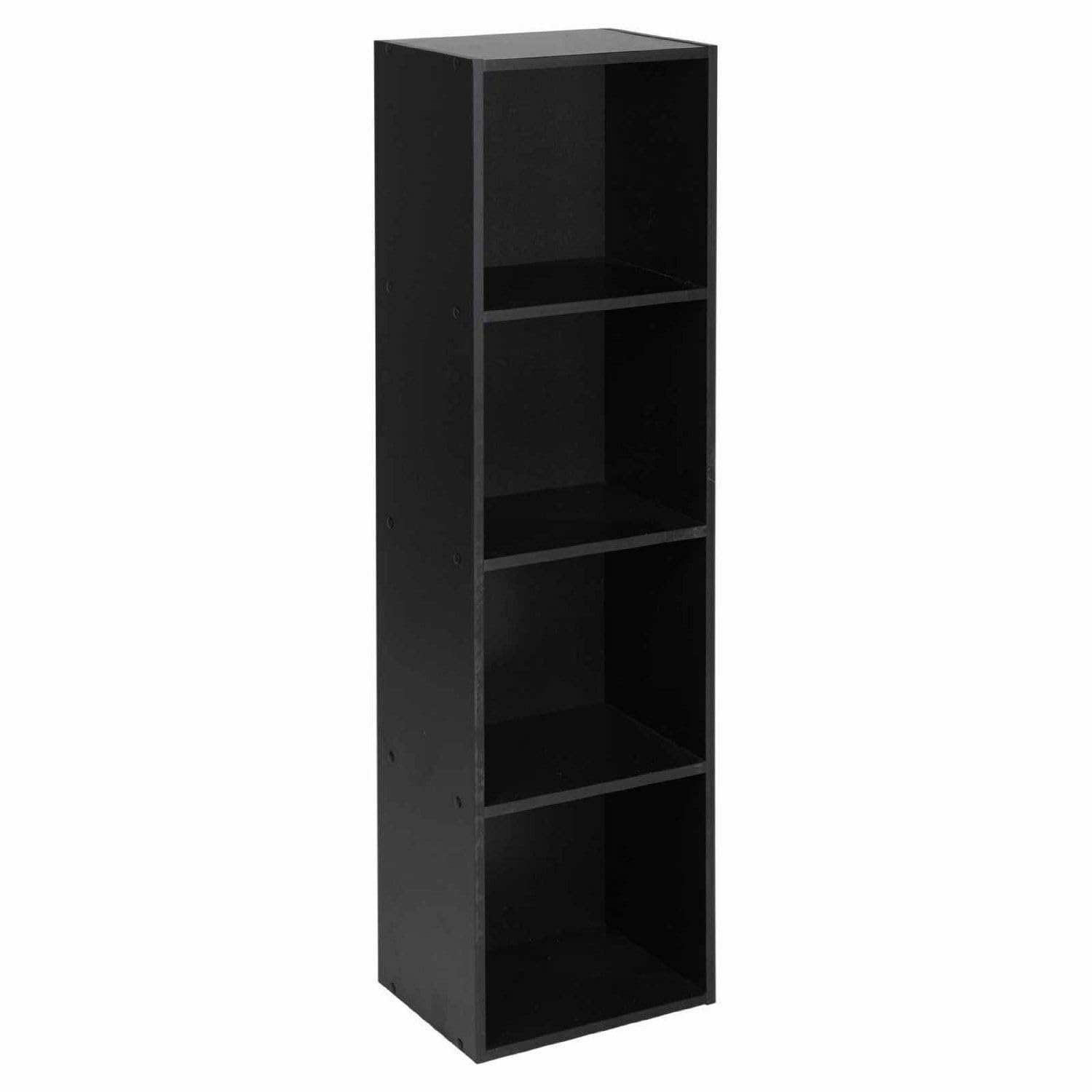 URBNLIVING Tier Wooden Bookcase Shelving Display Storage Shelf Unit Wood Shelves (Black, 4 Shelf)