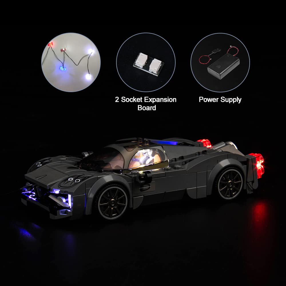 LocoLee Led Licht Set Kompatibel mit Lego Pagani Utopia (Kein LEGO-Set), Led Beleuchtungs Set Compatible with Lego 76915 Speed Champions Pagani Utopia - Nur Lichter Set