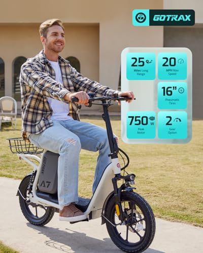 Image of Gotrax Adult Electric Scooter with Seat, Max 19-25miles Range, 15.5-20mph Power by 350W-500W Motor, All-Terrain Tire & Wider Deck & Soft Cushioning Seat with Carry Basket