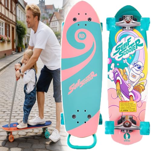 smafoseedding Patinete De Surf Terrestre 3 En 1 para Niños Y Adolescentes,Tabla De Surf Terrestre Plegable,Patinete Y Monopatín/Longboard,Capacidad De 100Kg,Ruedas De PU con Luces Intermitentes TypeB