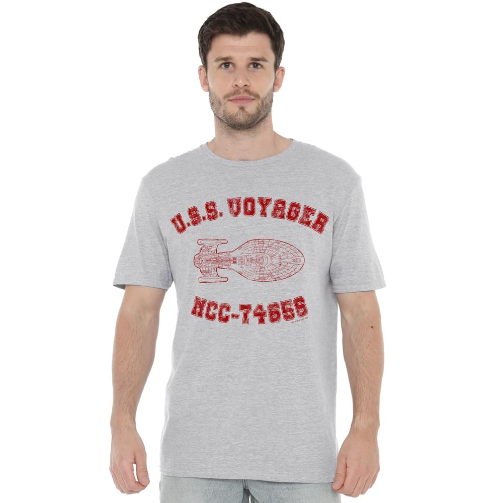 Star Trek Men's Grey Voyager Athletic T-Shirt Athletic Heath in Size XL, Sports Direct