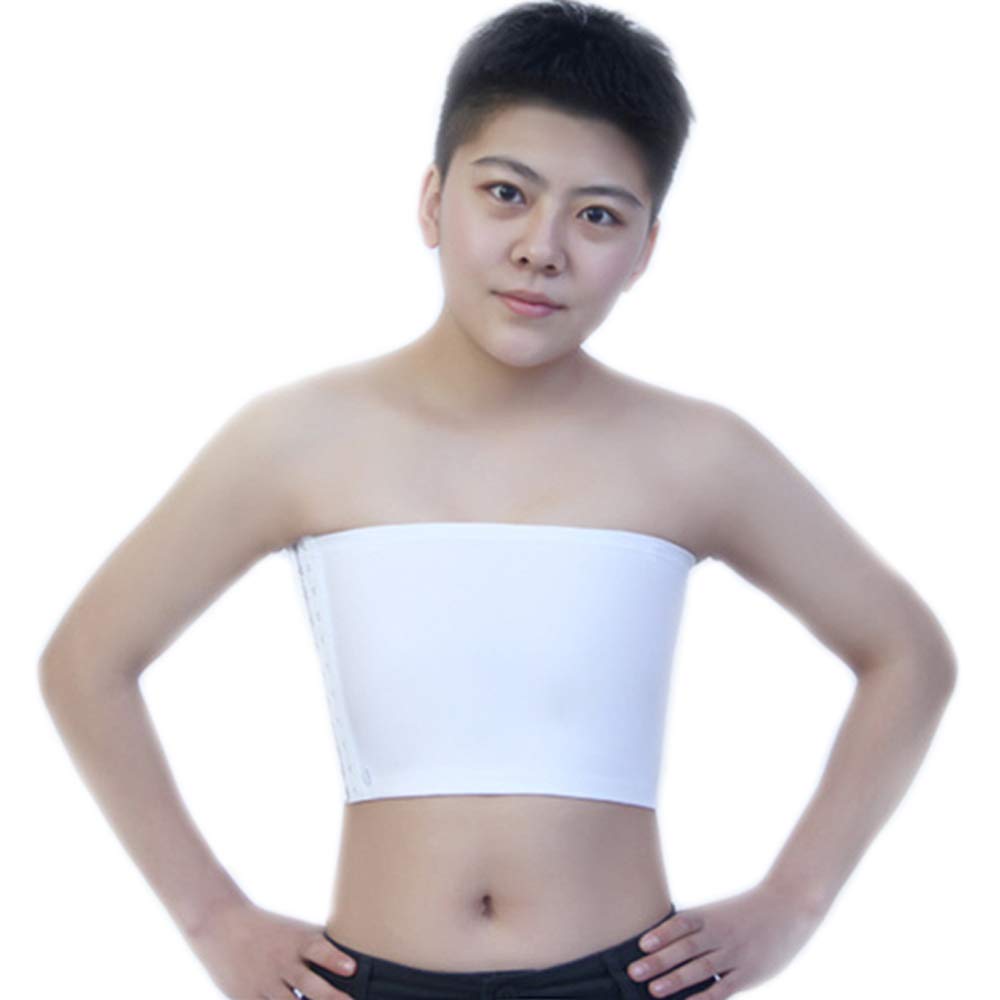 Baronhong Women's White Strapless Mesh Summer Chest Binder For Tomboy Trans Lesbian (,M)