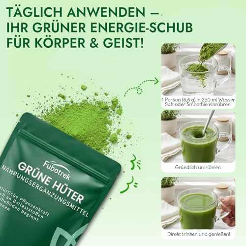 Grüne Entgiftungspulver, 200g Grüner Helper, Superfood Pulver Helfer Pflanzenpulver mit Matcha, Gerstengras, Spirulina & Heidelbeeren, Rich in Macronutrients, Micronutrients & Fiber, Vegan 3