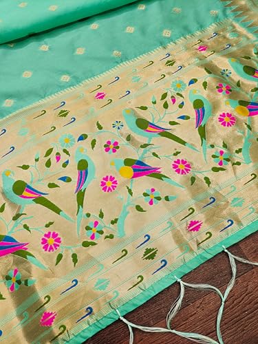 Image of DEVANGI Women's Woven Paithani Banarasi Silk Dupatta /Chunni For Women, Floral Print 1 Meter Wide and 2.3 Meter Length Printed Designer Dupatta /Chunni For Girls