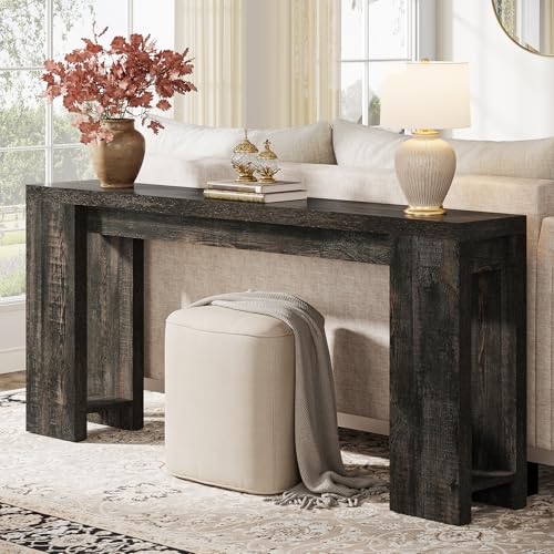 Image of Tribesigns 70.9-Inch Extra Long Console Table, Farmhouse Wood Sofa Table Behind Couch, Narrow Entryway Accent Table for Living Room, Hallway, Entrance, Foyer, Black